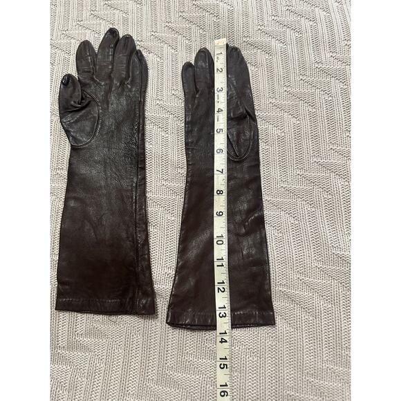 Vintage brown leather mid arm length gloves size 7 - Picture 8 of 8
